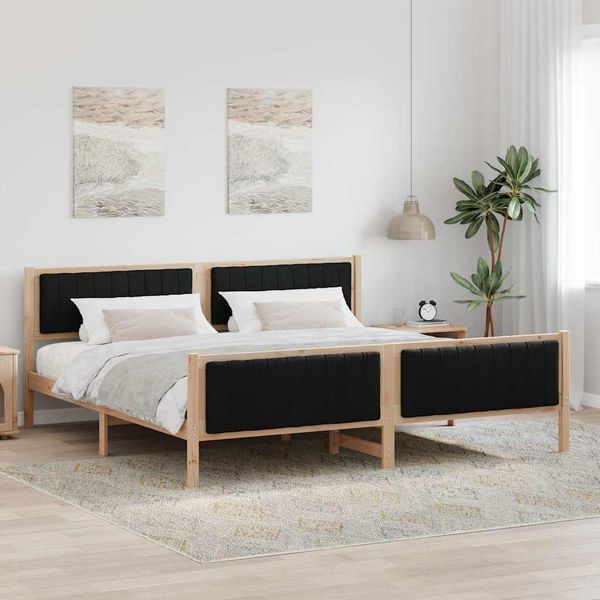 vidaXL Rám postele Hnedá a čierna 200 x 200 cm Borovicový masív