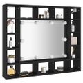vidaXL LED zrkadlová skrinka čierna 91x15x76,5 cm
