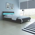 vidaXL Posteľ s matracom, LED, sivá, umelá koža 140x200 cm