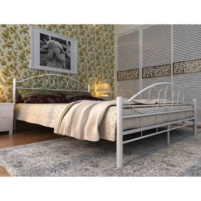 vidaXL Posteľ s matracom, biela, kov 180x200 cm