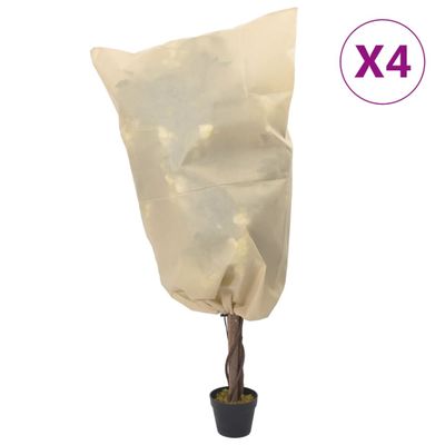 vidaXL Flísové kryty na rastliny so šnúrkou 4 ks 70 g/m² 0,8x0,8 m