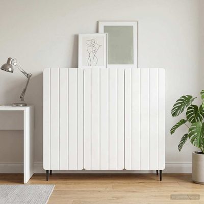 vidaXL Servírovacia skriňa Biela s vysokým leskom 89 x 34,5 x 82 cm