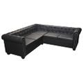 vidaXL Rohová pohovka Chesterfield, 5-miestna, čierna, umelá koža