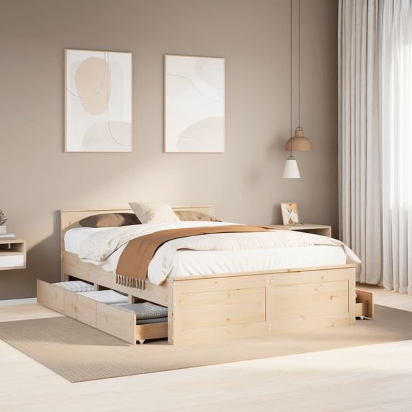 vidaXL Posteľ bez matraca s čelom 150x200 cm masívna borovica