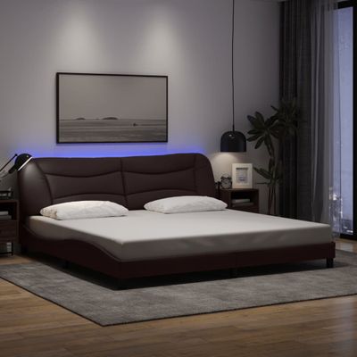 vidaXL Rám postele s LED bez matraca Hvar tmavohnedý 200x200 cm látka
