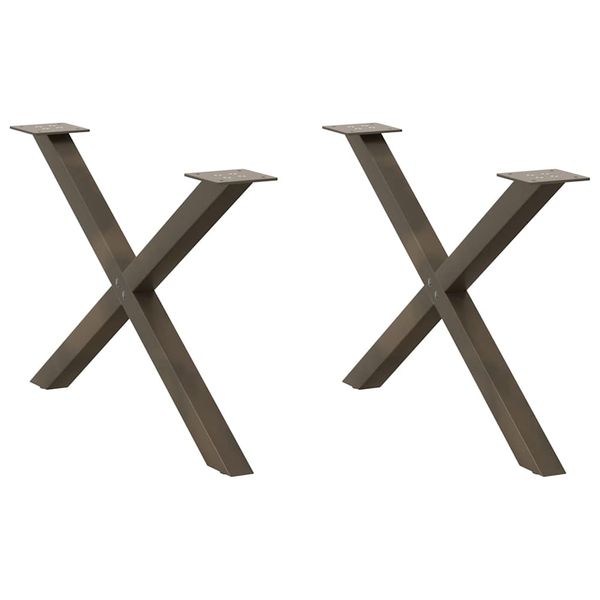 vidaXL Nohy konferenčného stolíka v tvare X, 2 ks, prírodná oceľ, 70 x (42-43) cm, oceľ