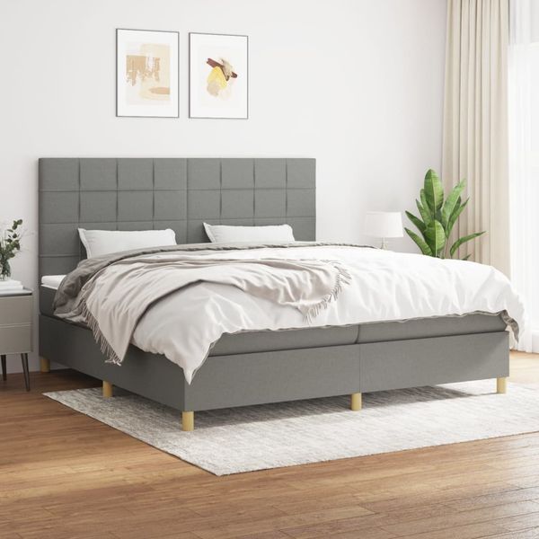 vidaXL Boxspring posteľ s matracom tmavosivá 200x200 cm látka