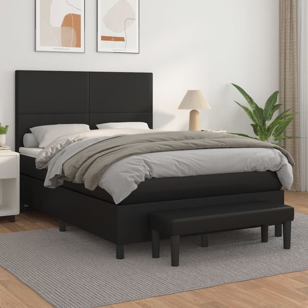 vidaXL Boxspring posteľ s matracom čierny 140x190 cm umelá koža