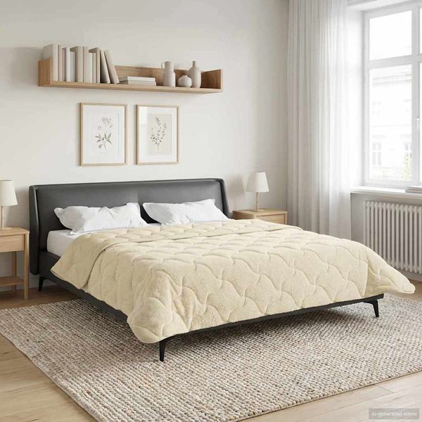 vidaXL Letná prikrývka Krémová 220 x 260 cm Mikrofáza a Teddy fleece
