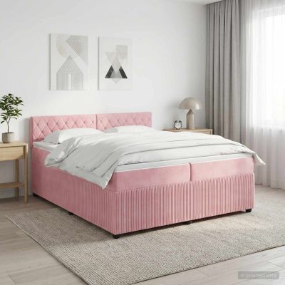 vidaXL Posteľ boxspring s matracom Ružová 200 x 200 cm Zamat