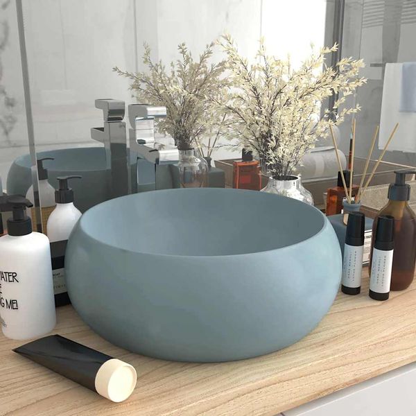 vidaXL Luxusné umývadlo, okrúhle, matné svetlomodré 40x15 cm, keramika