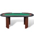 vidaXL Pokerový stôl pre 10, zóna pre dílera, držiak na žetóny, zelený