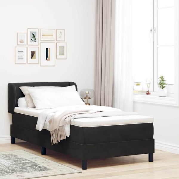 vidaXL Posteľ s pružinovým rámom Čierna 100 x 200 cm Zamat