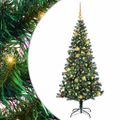 vidaXL Umelý predsvietený vianočný stromček Zelená 180 cm PVC a kov