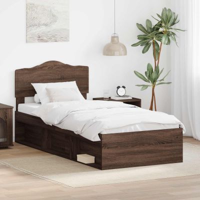 vidaXL Rám postele Hnedý dub 90 x 200 cm Masívne borovicové drevo