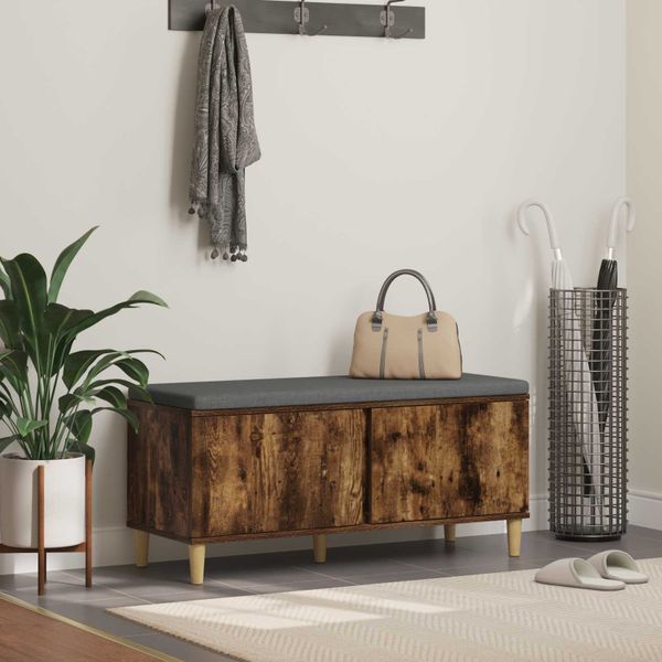 vidaXL Predsieňová lavica s vankúšom Údený Dub 100 x 38 x 46 cm
