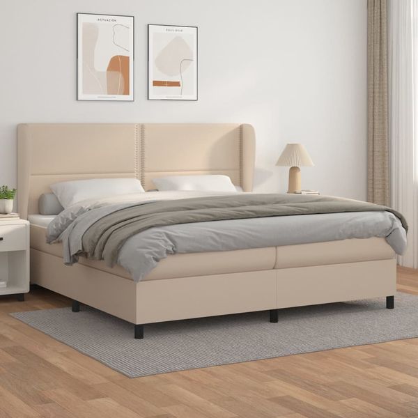 vidaXL Boxspring posteľ s matracom kapučínová 200x200 cm umelá koža