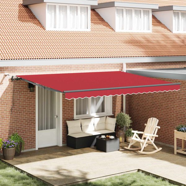 vidaXL Sklopná markíza Červená 450 × 300 cm Polyester