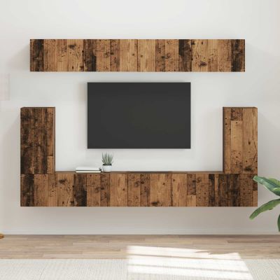vidaXL Zostava TV skriniek Nástenný 5 pcs Staré drevo Kompozitné drevo