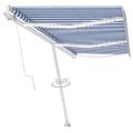 vidaXL Automatická markíza, LED a senzor vetra 600x300 cm, modrá/biela