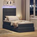 vidaXL LED úložná posteľ s matracom Tmavosivá 90 x 190 cm Zamat