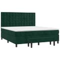 vidaXL Posteľný rám boxsping s matracom tmavozelený 160x200 cm zamat