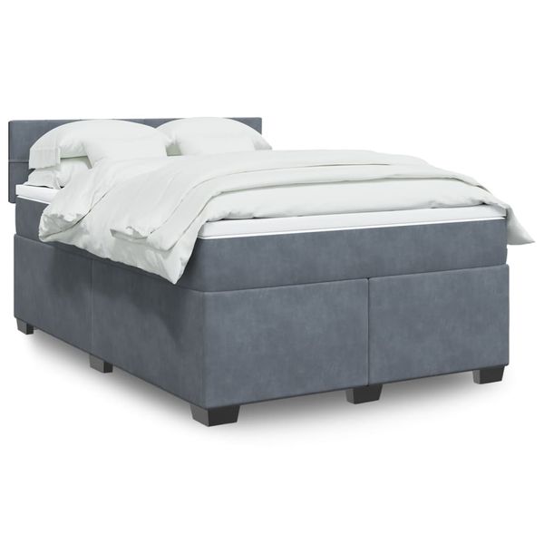 vidaXL Posteľný rám boxspring s matracom tmavosivý 140x200 cm zamat