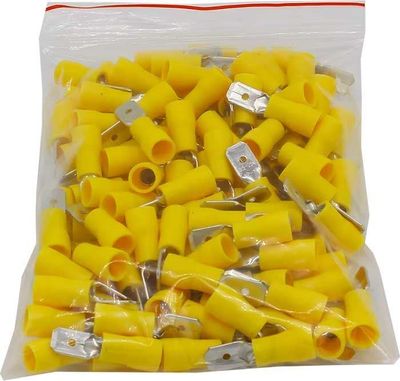 Faston-konektor 6,3mm žltý pre kábel 4-6mm2, balenie 100ks