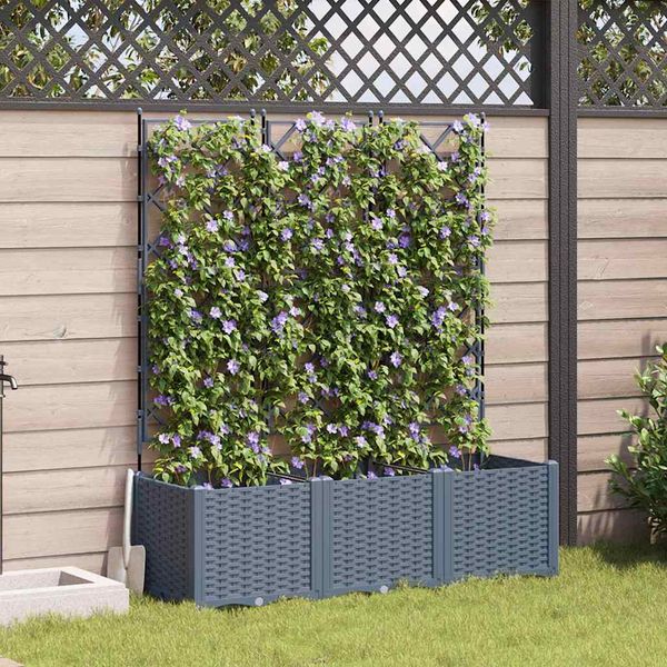 vidaXL Záhradný kvetináč 3 pcs Svetlo šedá 120 x 40 x 143 cm Plast