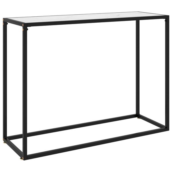 vidaXL Konzolový stolík biely 100x35x75 cm tvrdené sklo