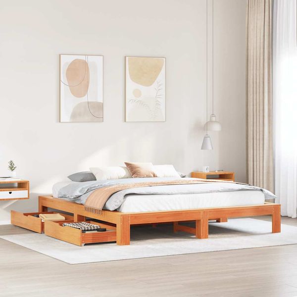 vidaXL Posteľ bez matraca voskovo hnedá 180x200 cm masívna borovica