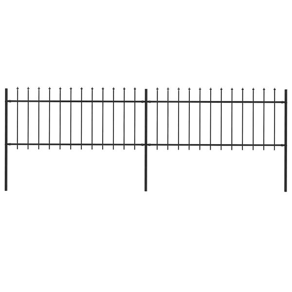 vidaXL Záhradný plot s vrchnou časťou z ocele 359x80 cm čierny