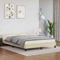 vidaXL Posteľný rám s čelom bez matraca krémový 140x190 cm