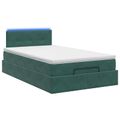 vidaXL Ottoman posteľ s matracom a LED Tmavozelená 120 x 190 cm Zamat