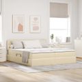 vidaXL Úložná posteľ s matracmi Krémová 180 x 200 cm Umelá koža