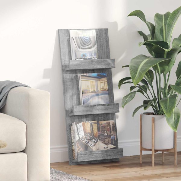 vidaXL Regál na časopisy Sivý Sonoma 43 x 11 x 102 cm Kompozitné drevo