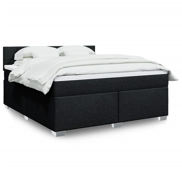 vidaXL Posteľný rám boxspring s matracom čierny 180x200 cm látka