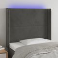 vidaXL Čelo postele s LED tmavosivé 103x16x118/128 cm zamat