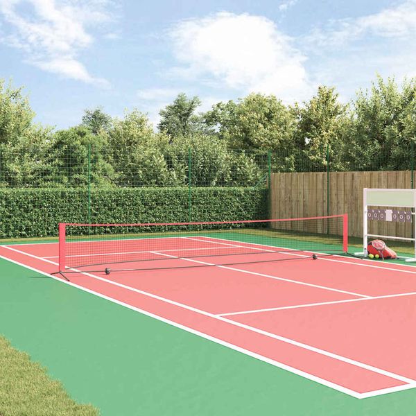 vidaXL Tenisová sieť Čierna a červená 595 x 90,5 x 87 cm Polyester