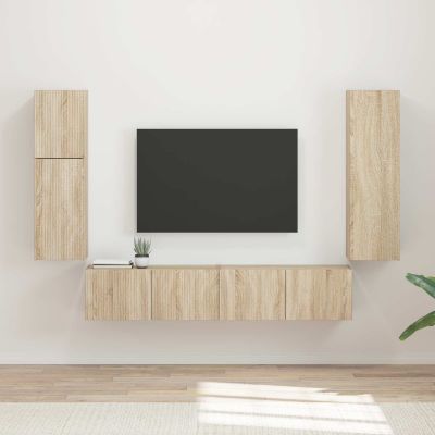 vidaXL Zostava TV skriniek Nástenný 4 pcs Sonoma dub Kompozitné drevo