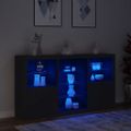 vidaXL Komoda s LED svetlami čierna 181,5x37x100 cm