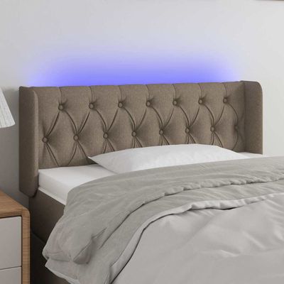 vidaXL Čelo postele s LED sivohnedé 103x16x78/88 cm látka