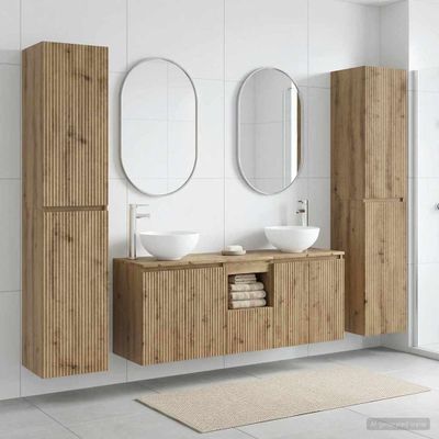 vidaXL Sada kúpeľňového nábytku 5 ks Dub artisan 33 x 34,5 x 160 cm