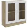 vidaXL Vitrína, biela a dub sonoma 82,5x30,5x80 cm, kompozitné drevo
