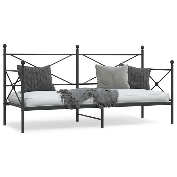 vidaXL Denná posteľ bez matraca Čierna 90x190 cm Oceľ