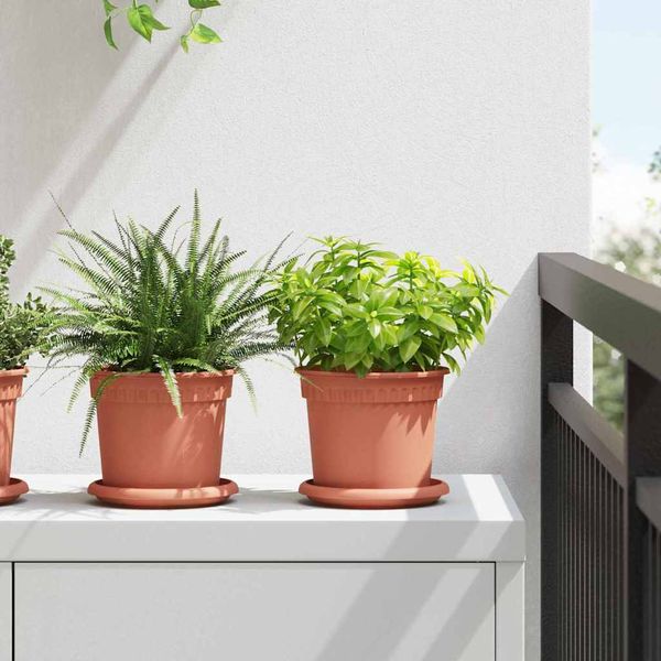 vidaXL Kruhový kvetinový podnos 24 pcs Tehlovo červená Ø 14 x 2 cm