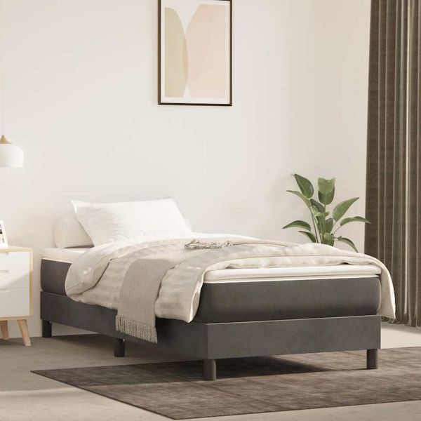 vidaXL Matrac s taštičkovými pružinami stredná tvrdosť tmavosivý 100x190x20 cm zamat