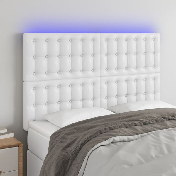 VidaXL Čelo postele biele 144x5x118/128 cm umelá koža