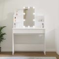 vidaXL Toaletný stolík so LED biely 96x40x142 cm