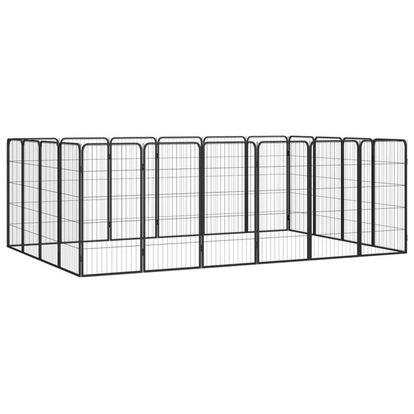vidaXL Ohrádka pre psov 20 panelov čierna 50x100 cm práškovaná oceľ
